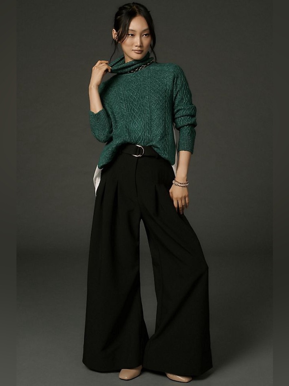 ANTHROPOLOGIE MIXED MEDIA CABLEKNIT SWEATER